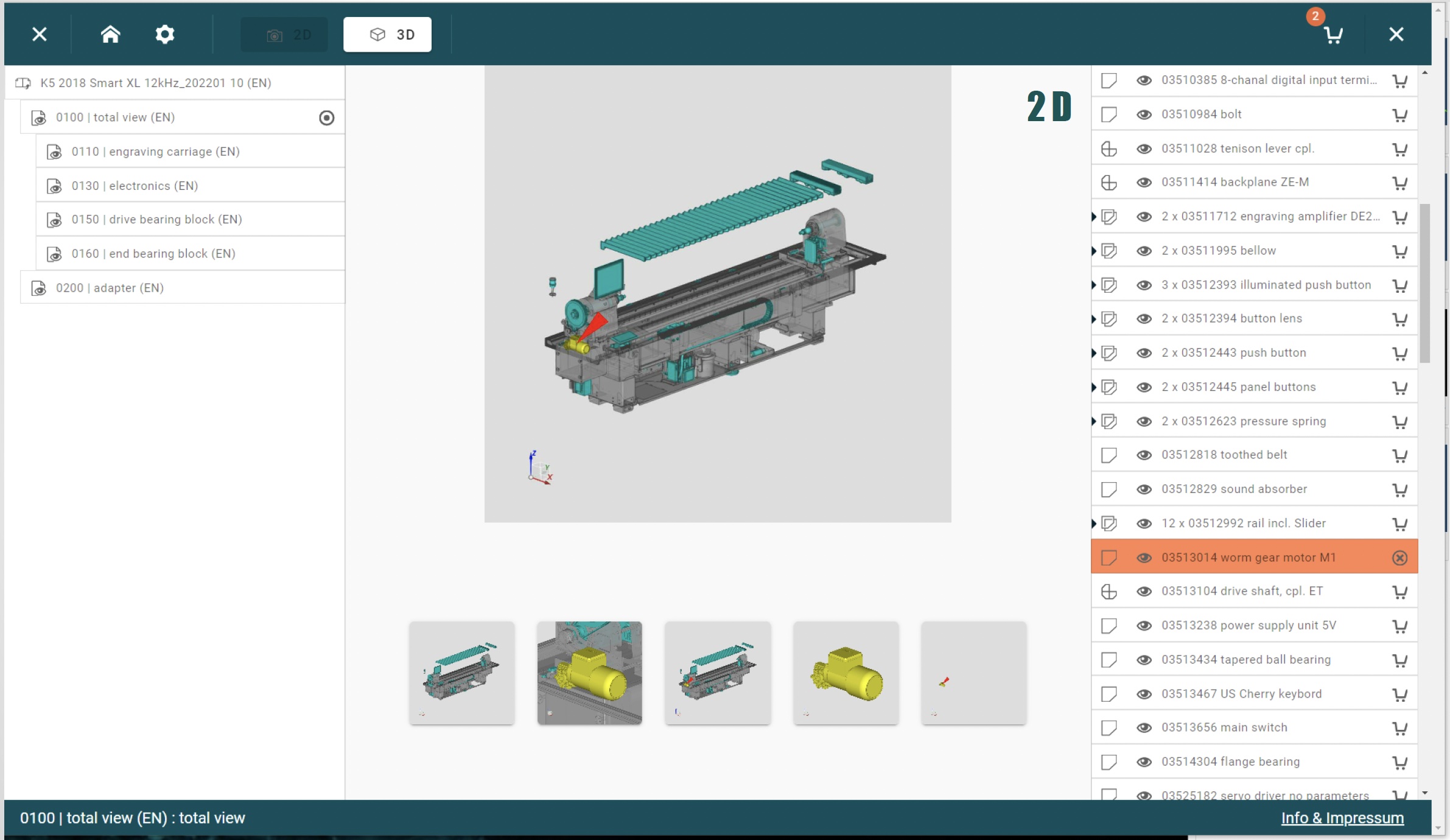 Screenshot aus TIO, visualisiert die rechts Seite der Software, welche die M-BOM zeigt